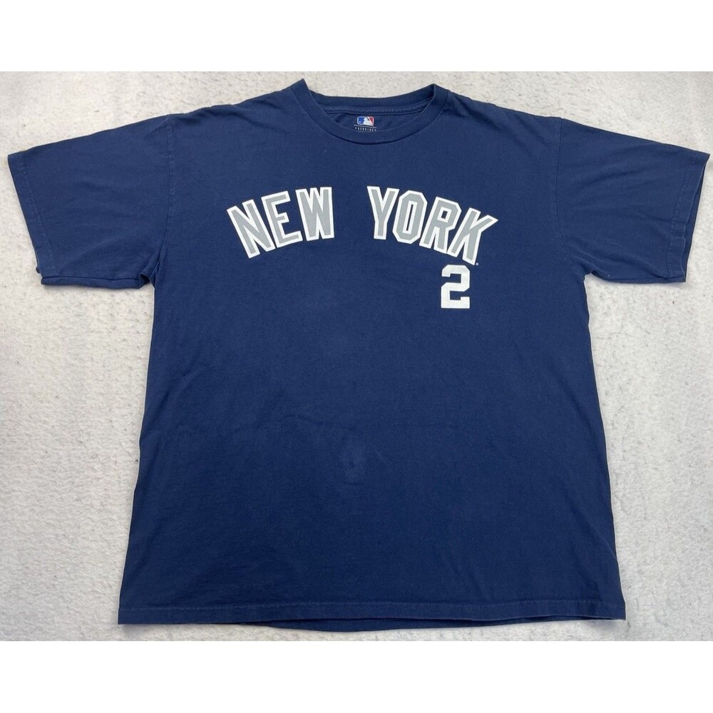 New York Yankees Derek Jeter #2 Men’s Large Blue MLB 2010 Short Sleeve T-Shirt